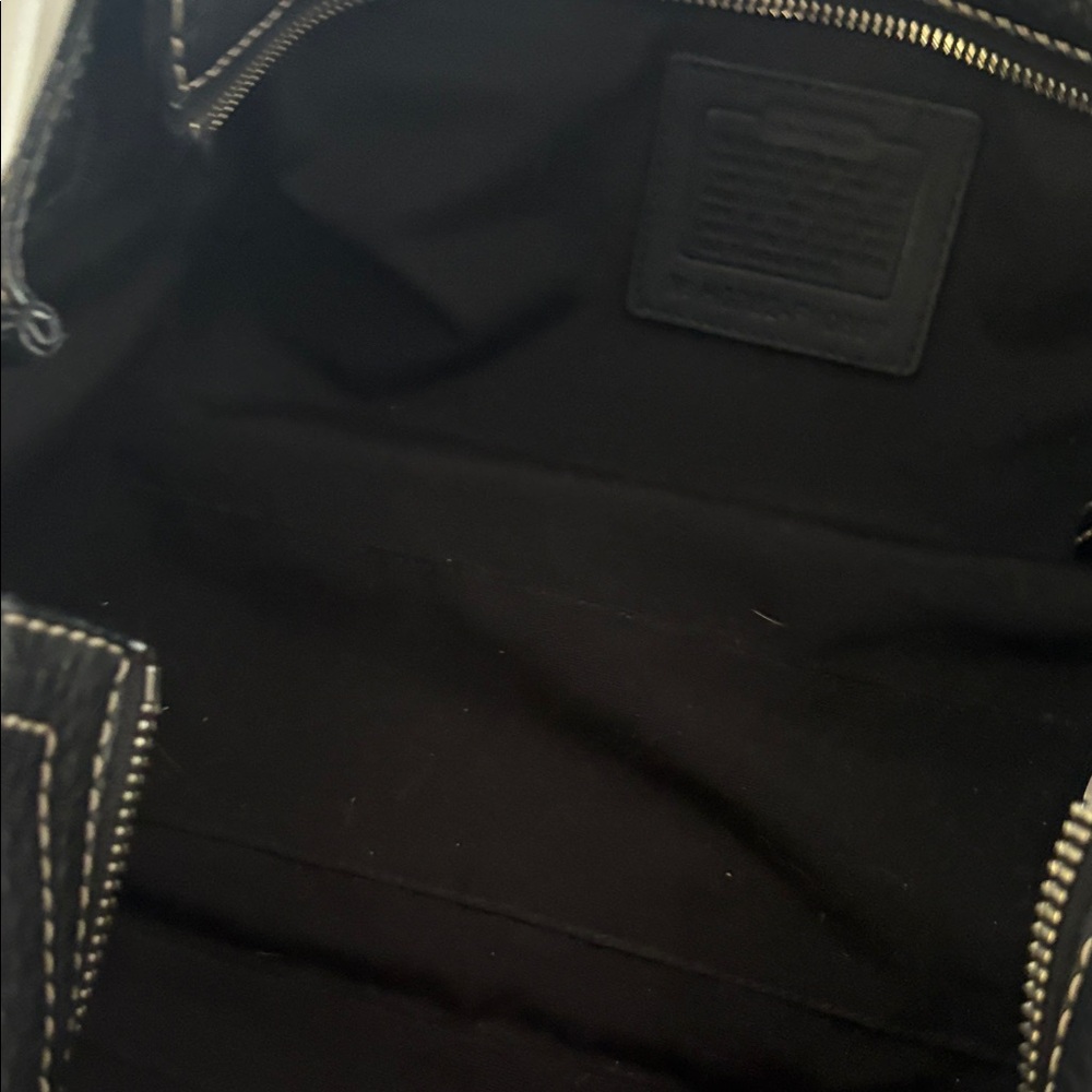Coach Black Pebbled Chelsea Leather Satchel with Silver Tone  Accents - Picture 10 of 13